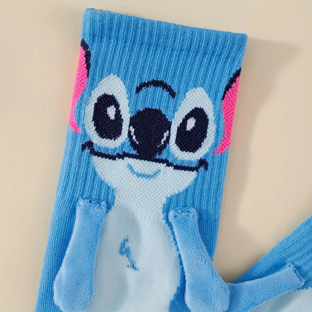 Calcetines Disney Stitch Crew Kawaii de suave mezcla de algodón para adultos y niños, para uso diario, regalo de Navidad o cumpleaños.