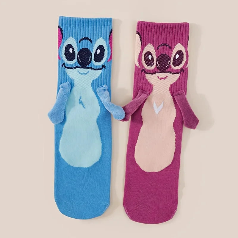 Calcetines Disney Stitch Crew Kawaii de suave mezcla de algodón para adultos y niños, para uso diario, regalo de Navidad o cumpleaños.