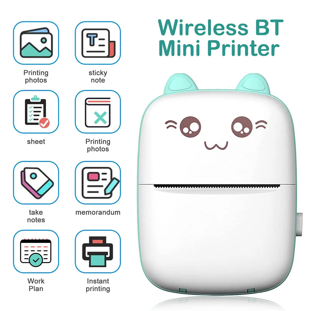 Mini impresora portátil con Bluetooth para teléfono móvil, foto, título, nota, impresión de bolsillo, impresora de etiquetas de error para estudiantes, regalo para niños