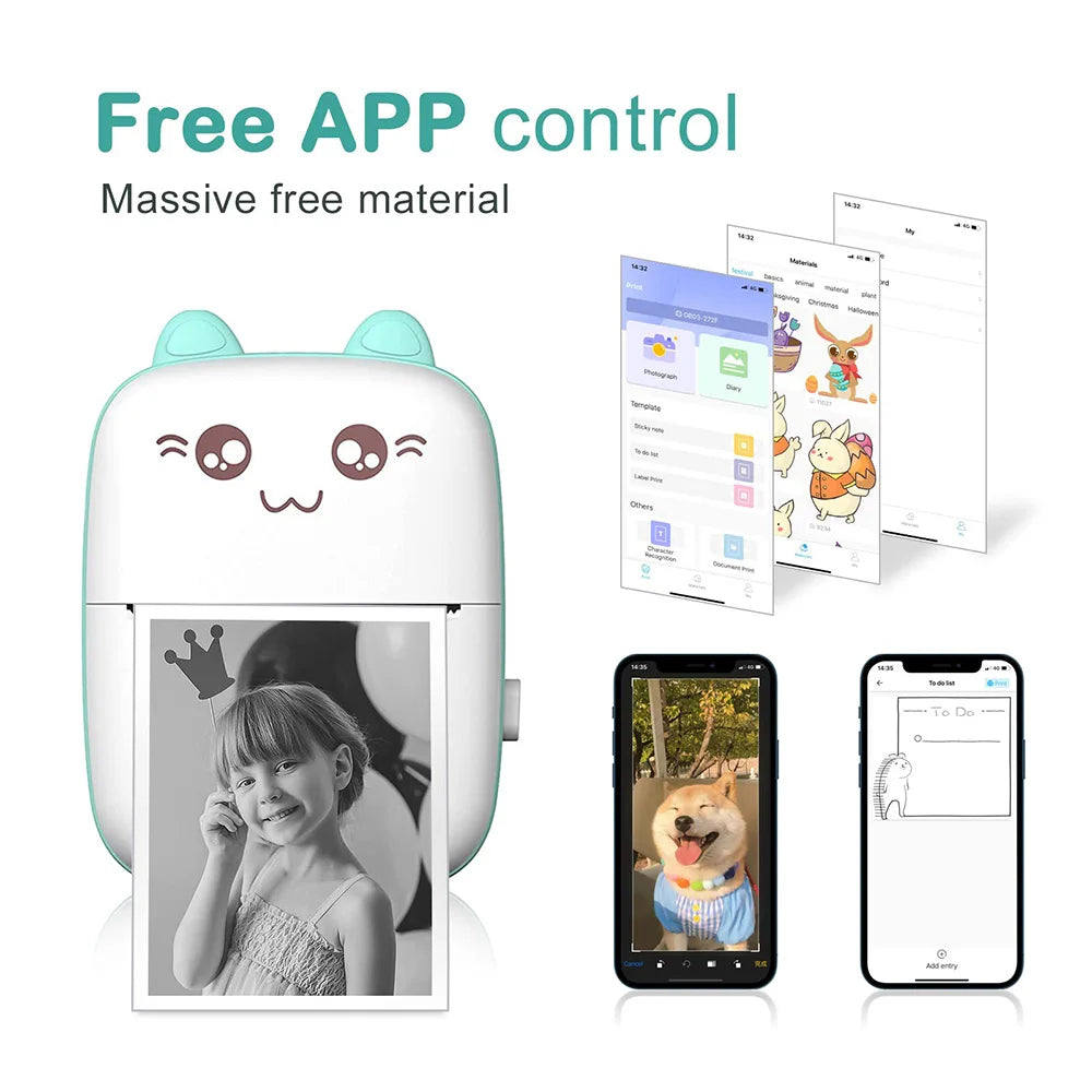 Mini impresora portátil con Bluetooth para teléfono móvil, foto, título, nota, impresión de bolsillo, impresora de etiquetas de error para estudiantes, regalo para niños