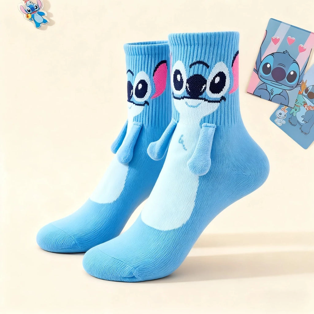 Calcetines Disney Stitch Crew Kawaii de suave mezcla de algodón para adultos y niños, para uso diario, regalo de Navidad o cumpleaños.
