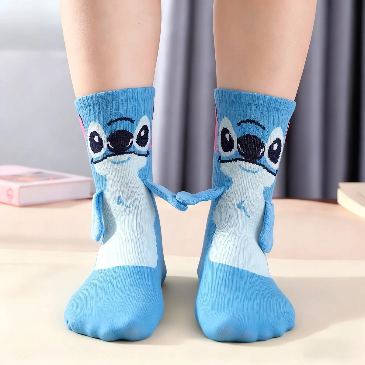 Calcetines Disney Stitch Crew Kawaii de suave mezcla de algodón para adultos y niños, para uso diario, regalo de Navidad o cumpleaños.