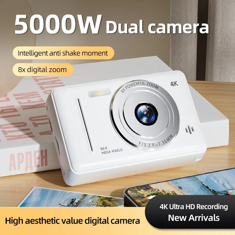 Cámara digital Xiaomi 4k, cámara retro CCD portátil, 50 millones de píxeles, enfoque automático, cámara de nivel básico, cámara dual con flash, CCD para estudiantes