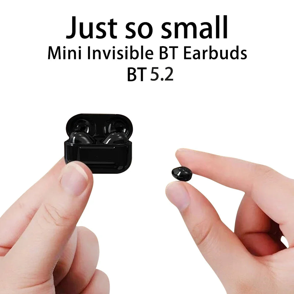 Auriculares invisibles Mini auriculares V5.2 Bluetooth TWS intrauditivos con reducción de ruido, inalámbricos para dormir y micrófono