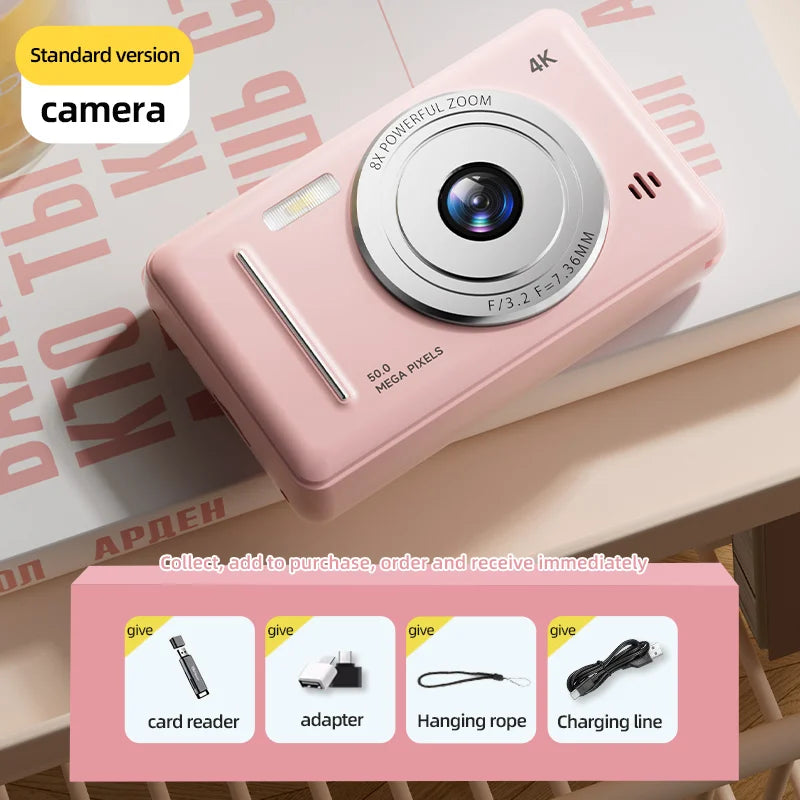 Cámara digital Xiaomi 4k, cámara retro CCD portátil, 50 millones de píxeles, enfoque automático, cámara de nivel básico, cámara dual con flash, CCD para estudiantes