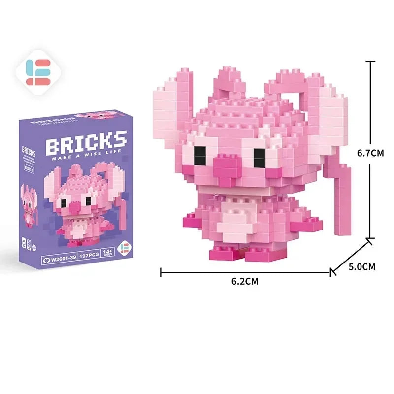Disney LiLo Stitch Juguetes Bloques de construcción Pikachu lego Anime Personaje de dibujos animados Modelo Bloques de construcción Juguete para niños Regalo