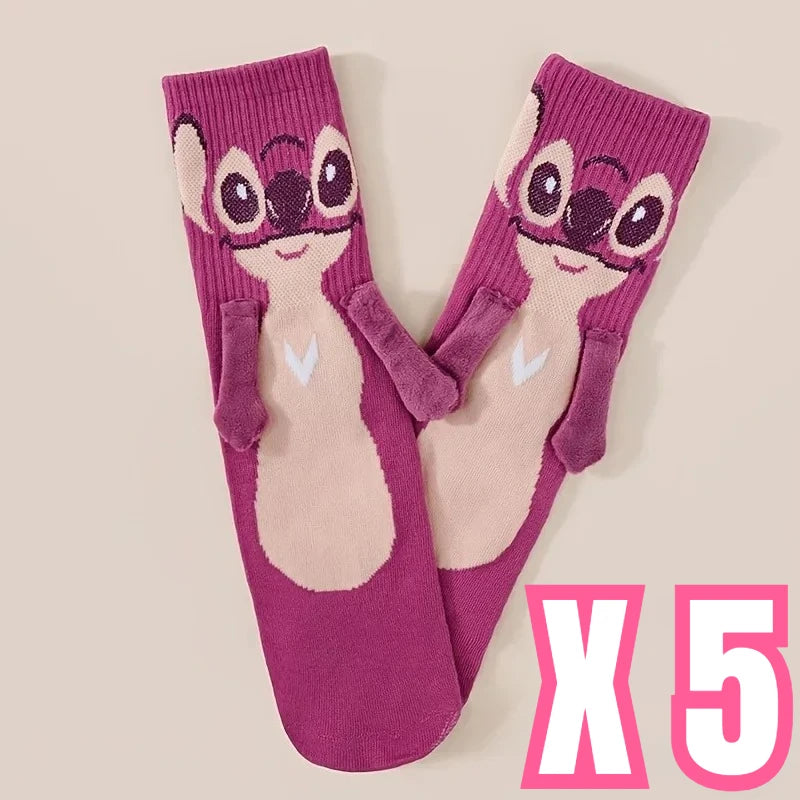 Calcetines Disney Stitch Crew Kawaii de suave mezcla de algodón para adultos y niños, para uso diario, regalo de Navidad o cumpleaños.