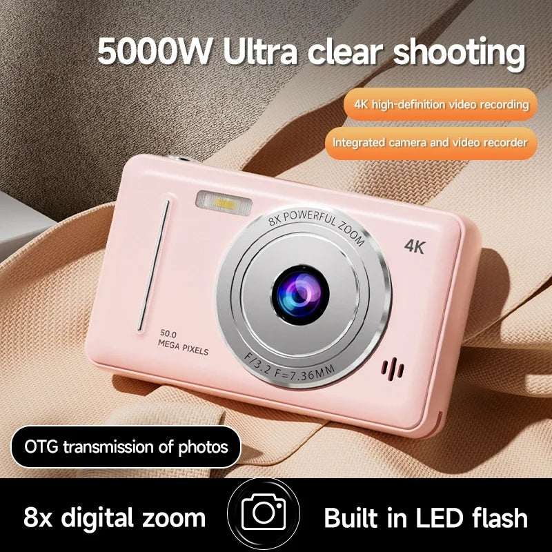 Cámara digital Xiaomi 4k, cámara retro CCD portátil, 50 millones de píxeles, enfoque automático, cámara de nivel básico, cámara dual con flash, CCD para estudiantes