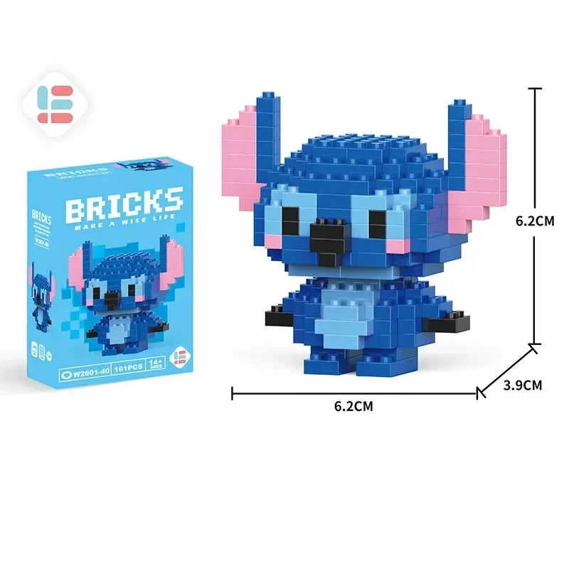 Disney LiLo Stitch Juguetes Bloques de construcción Pikachu lego Anime Personaje de dibujos animados Modelo Bloques de construcción Juguete para niños Regalo