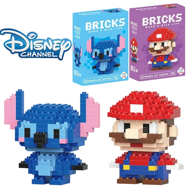 Disney LiLo Stitch Juguetes Bloques de construcción Pikachu lego Anime Personaje de dibujos animados Modelo Bloques de construcción Juguete para niños Regalo