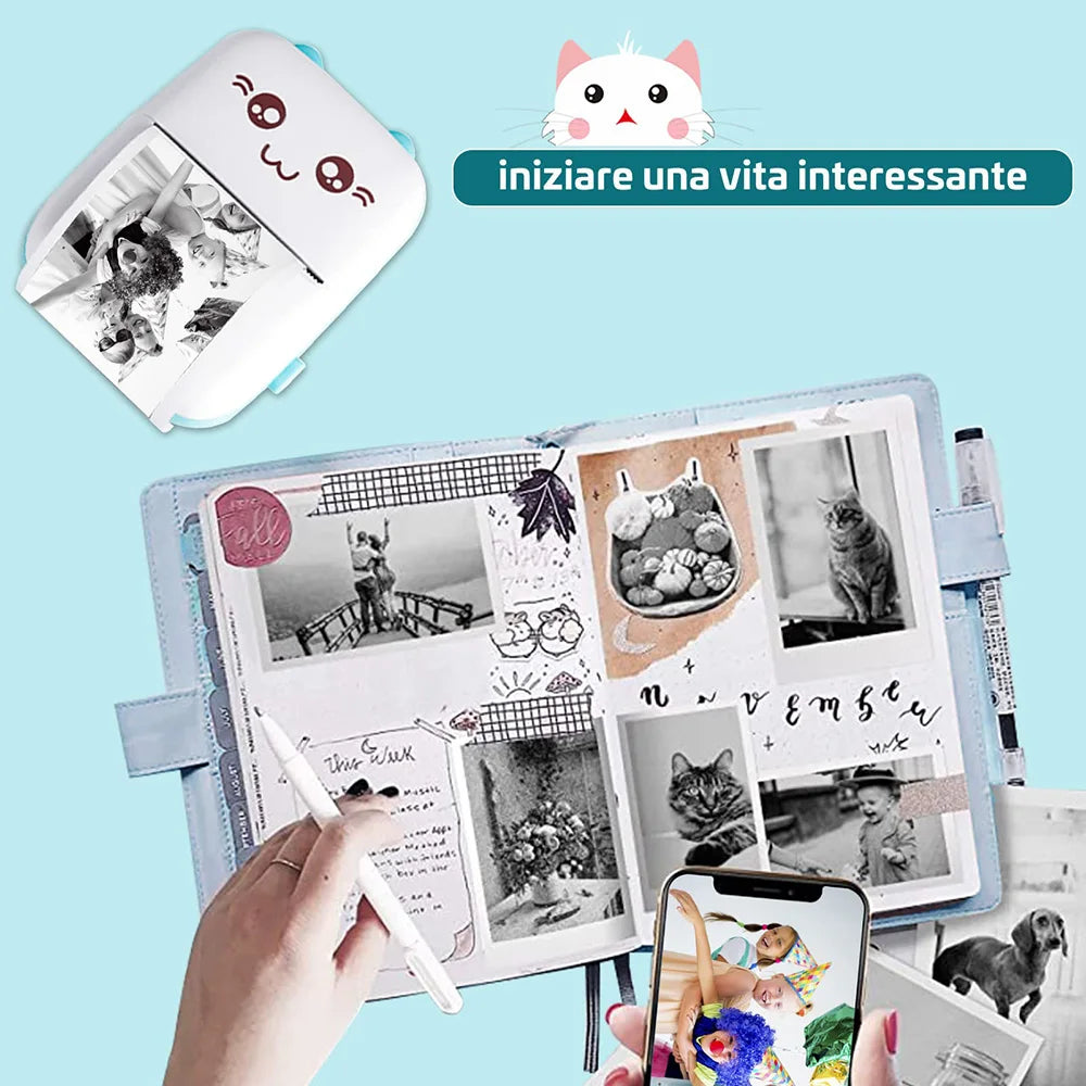 Mini impresora portátil con Bluetooth para teléfono móvil, foto, título, nota, impresión de bolsillo, impresora de etiquetas de error para estudiantes, regalo para niños