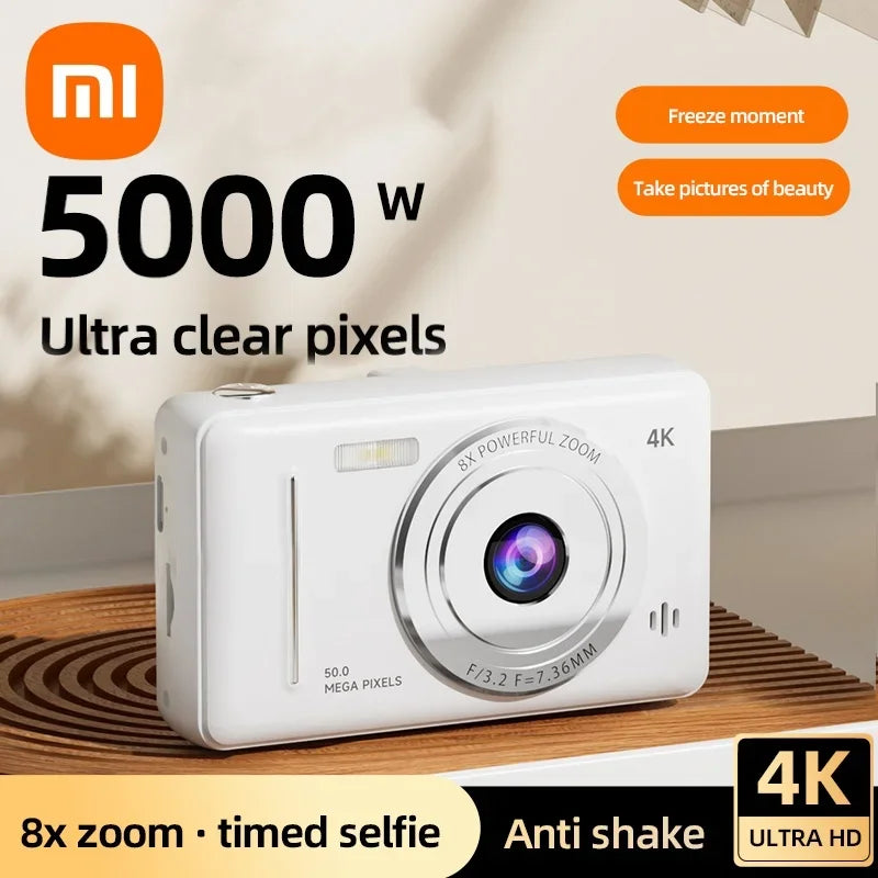 Cámara digital Xiaomi 4k, cámara retro CCD portátil, 50 millones de píxeles, enfoque automático, cámara de nivel básico, cámara dual con flash, CCD para estudiantes