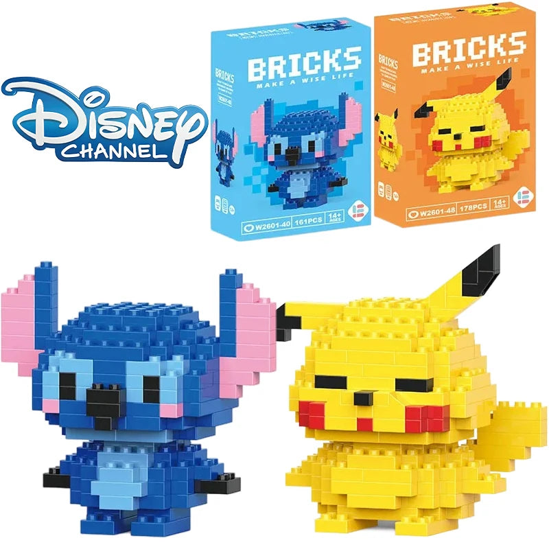Disney LiLo Stitch Juguetes Bloques de construcción Pikachu lego Anime Personaje de dibujos animados Modelo Bloques de construcción Juguete para niños Regalo